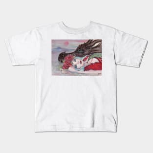 Dragon and princess art by Renee Lavoie Kids T-Shirt